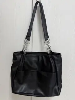 2way バッグ 黒×茶 ショルダー トート 2タイプショルダー紐 マグネット 