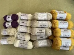 毛糸セット まとめ売り ベージュ 紫 マスタードイエロー ホワイト ソラフィム