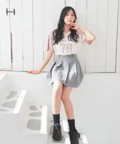 ミニプリーツスカート グレー