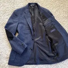 美品✨NEWYORKER　テーラードジャケット　エルボーパッチ　胡桃　ブルー　L