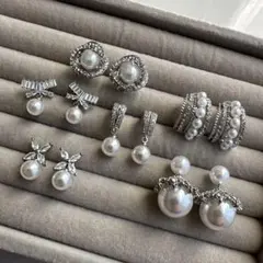 シルバーカラー パールピアス6点セット（新品・まとめ売り）