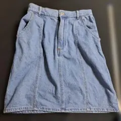 デニムブルー タイトスカート ミニスカート ジーンズ　膝丈　夏 ライトブルー