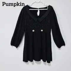 ブラック 襟付きミニワンピース 長袖