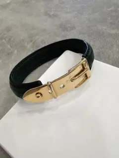 GUCCI ベルト風バングル グリーン 本革 グッチ - メルカリ