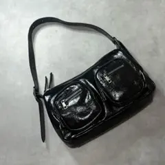 Y2K 00s Shiny Black One Shoulder Bag Gal
