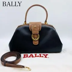 【極美品】バリー ハンドバッグ レザー Bロゴ バックル 2way 黒 茶