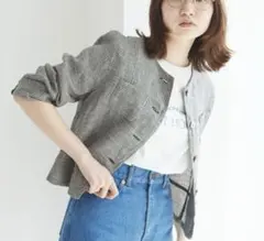 fig London lady LINEN JKノーカラージャケットのサムネイル