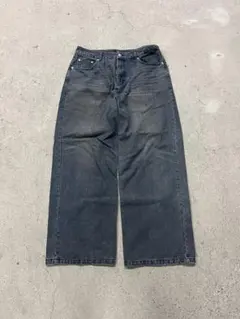 ワイドレッグバギーデニム【グレー】【海外ストリート】【ルーズシルエット】バレル