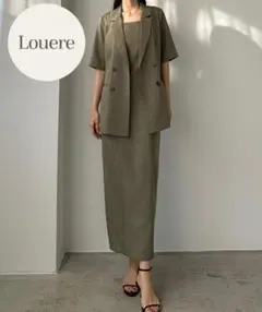 極美品 Louere リネンライク半袖ジャケット＋IラインキャミワンピースSET