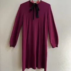 BLUE LABLE CRESTBRIGE長袖ワンピース チェック襟・リボン付き