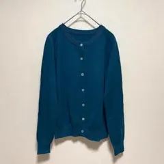 美品✨ カーディガン 【L】 長袖 ニット ブルーグリーン オフィス カジュアル