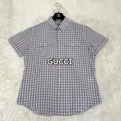 【GUCCI】トリコロールカラー チェック柄 半袖シャツ XLサイズ イタリア製のサムネイル