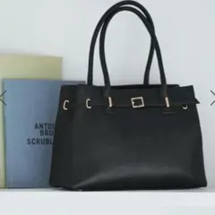 ベルトデザインクラシックトートバッグブラック