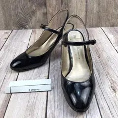 【美品】銀座かねまつ スリングバックパンプス ネイビー 22.5cm