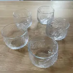 ガラス製 湯呑み 5客セット 和食器 昭和 레트로