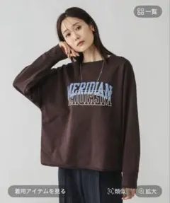 乾きやすいミニ裏毛プリントプルオーバー　Mサイズ　ブラウン