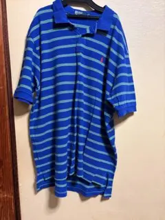Polo by Ralph Lauren XXL ポロシャツ 青と緑のストライプ