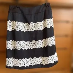 オースチンリードネイビー レース装飾 スカート38