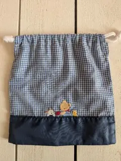 ファミリア　チェック柄の巾着袋