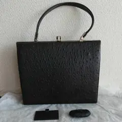 オーストリッチレザー ハンドバッグ 黒