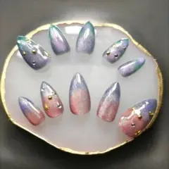 現品 ネイルチップ 夜空 マグネット グラデーション 夏ネイル