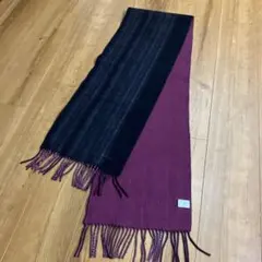 Paul Smith カシミヤ マフラー 黒 ワインレッド