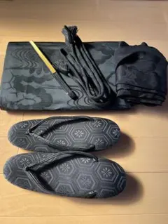 喪服用 和装小物セット 名古屋帯 草履 帯締め 帯揚げ 扇子 ブラック