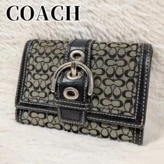 COACH Soho Signature CompactWallet Black