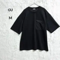 ジーユー ドライストレッチ Tシャツ ブラック M ジップポケット 半袖