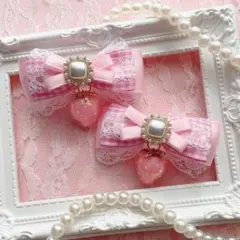 【OPEN記念】いちごピンクチェック♡ヘアクリップ リボン 量産型 地雷系