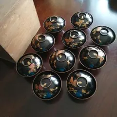 輪島塗　金彩蓋付吸物椀　10客　11.7cm　大正期