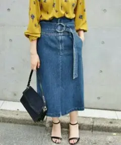 IENA取り扱い CURRENTAGE ハイウエストデニムスカート