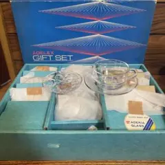 【ADERIA】ADELEX クリア ガラス カップ＆ソーサー＆トレイ １５点