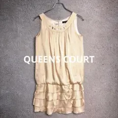 QUEENS COURT ノースリーブワンピース ビジュー付き フリルスカート