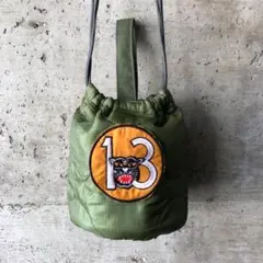 【HB1110】60cm紐　ミリタリーライナーリメイクペイシェントバッグ　巾着