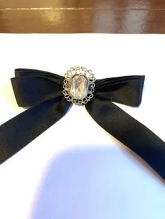 【量産型】【地雷系】ブラックリボン クリスタル付き 髪飾り2個セット