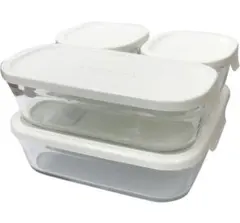 イワキ 保存容器 パック&レンジ 角型 4点セット ホワイト