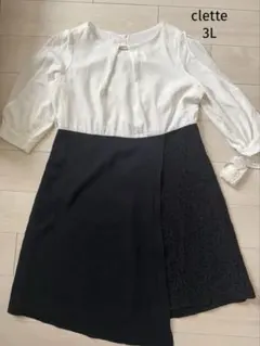 【新品未使用】3L クレット ワンピース バイカラー アシンメトリー 入学式