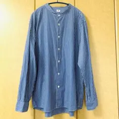 UNIQLO エクストラファインコットン ストライプ スタンドカラー シャツ