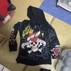 DON ED HARDY ベロア 半袖パーカー ジップアップパーカー - メルカリ