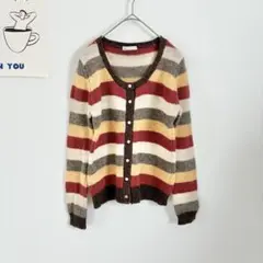 アラモードマルシェ　ニットカーディガン　ウール100% 長袖　ボーダー