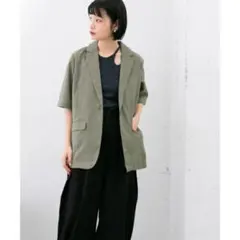 【KBF】リネンライクハーフスリーブジャケットのサムネイル