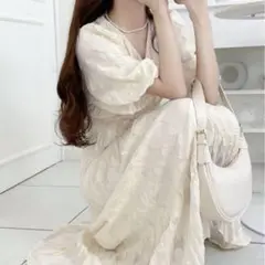 MILY BILET シアージャガード花柄 ロングワンピース