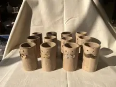 陶器製 ひげのある顔の置物 3個セット