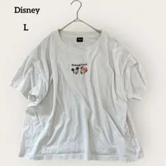 Disney ミッキー ミニー キャラクター カジュアル ホワイト Tシャツ L