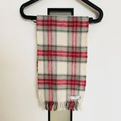LOCHCARRON 100%カシミヤ マフラー ホワイト レッド チェック柄のサムネイル