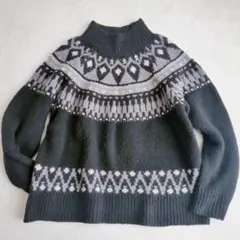 ナノユニバース◇ノルディック柄 セーター 北欧 ハイネック ニット ゆったり