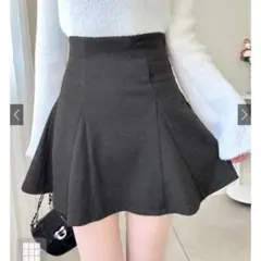 インパン裏地付きハイウエストフレアミニスカートru1465 グレイル GRL