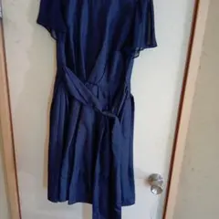ネイビー ワンピース ドレス 半袖 結婚式 フォーマル Mサイズ