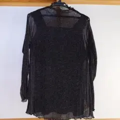 ラメ入り長袖シアートップス　黒のサムネイル